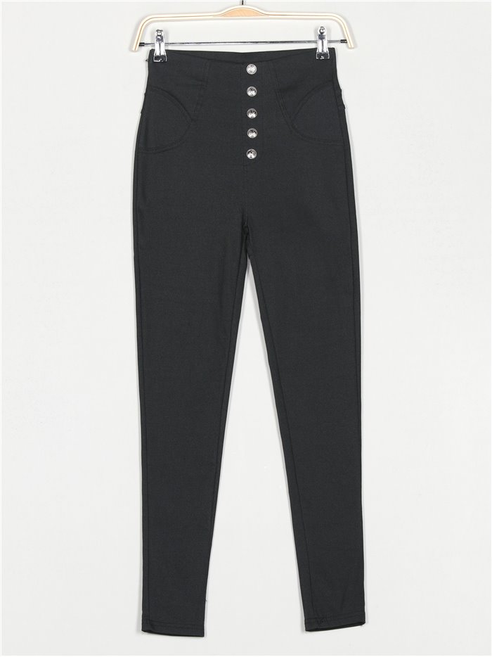 Pantalón superskinny botones negro