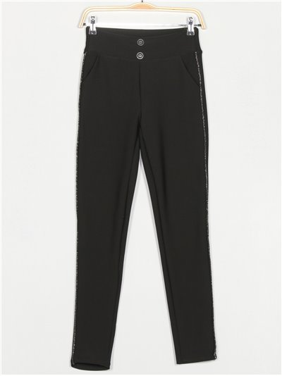 Pantalón elástico strass negro