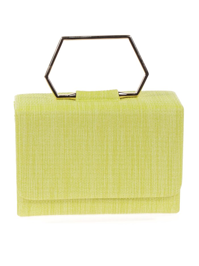 Clutch fiesta polipiel efecto rafia lima