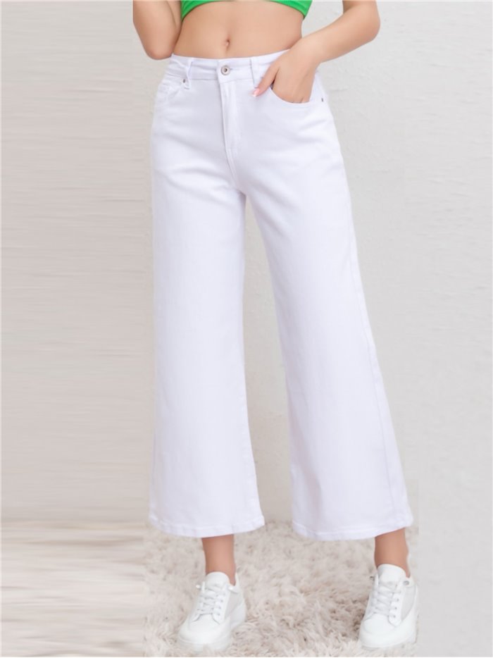 Jeans rectos tiro alto blanco (S-XXL)