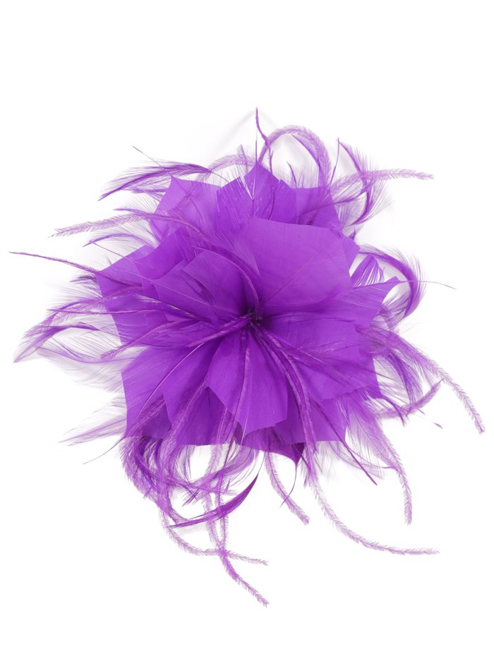 Feather fascinator hair clip morado