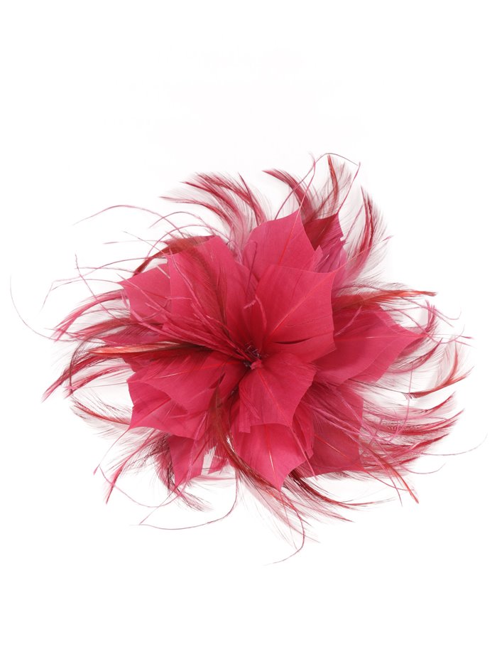 Feather fascinator hair clip granate