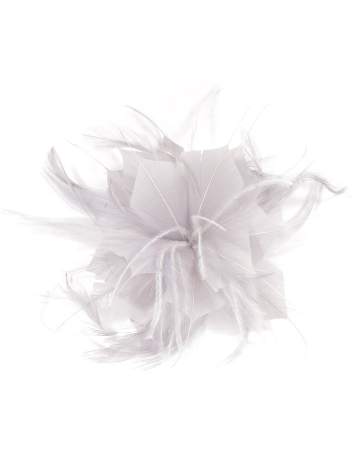 Feather fascinator hair clip plata