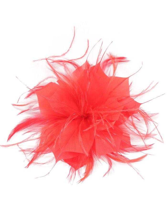 Feather fascinator hair clip rojo