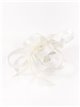 Feather fascinator hair clip with mesh blanco-roto