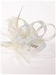 Feather fascinator hair clip with mesh blanco-roto