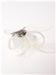 Feather fascinator hair clip with mesh blanco-roto