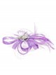 Feather fascinator hair clip with mesh lila