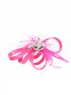 Feather fascinator hair clip with mesh fucsia