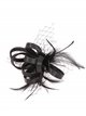 Feather fascinator hair clip with mesh negro