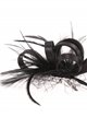 Feather fascinator hair clip with mesh negro