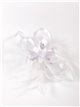 Feather fascinator hair clip with mesh blanco