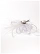 Feather fascinator hair clip with mesh blanco