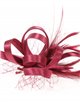 Feather fascinator hair clip with mesh granate