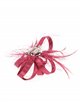 Feather fascinator hair clip with mesh granate