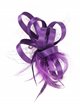 Feather fascinator hair clip with mesh morado