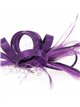 Feather fascinator hair clip with mesh morado