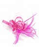 Feather fascinator hair clip with mesh buganvilla