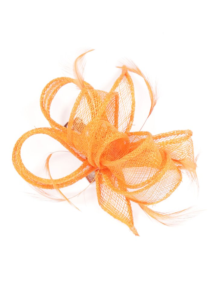 Feather fascinator hair clip naranja