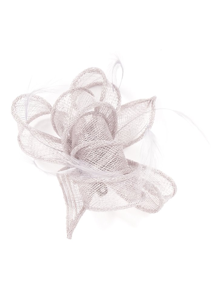 Feather fascinator hair clip plata