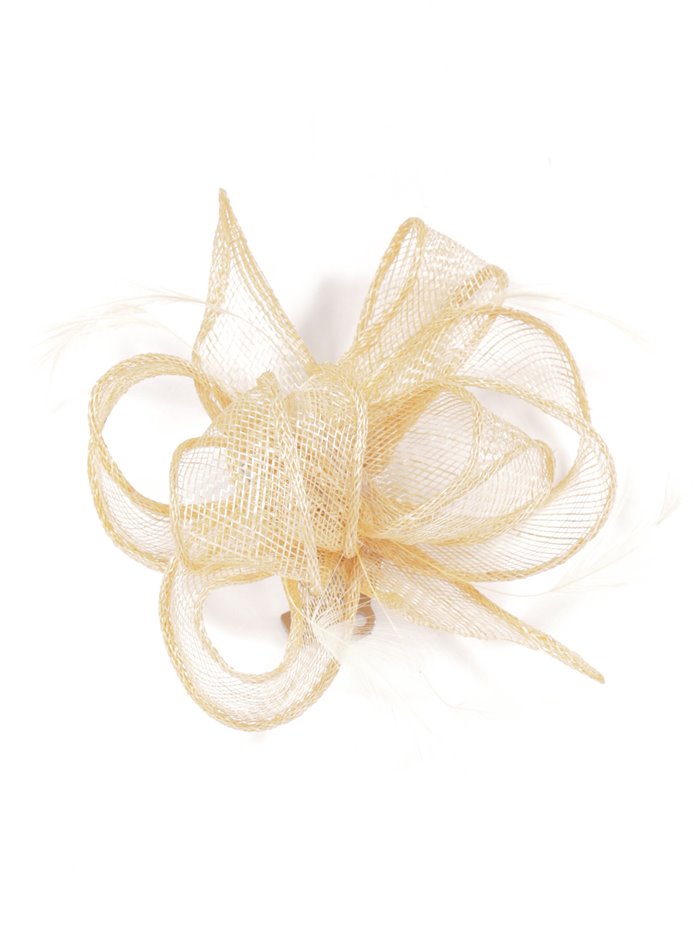 Feather fascinator hair clip nude