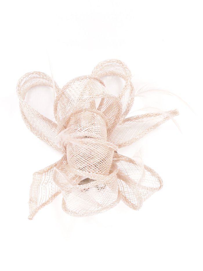 Feather fascinator hair clip taupe