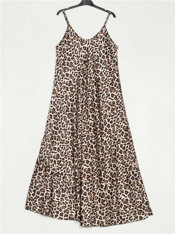 Maxi animal print dress with ruffles leopardo