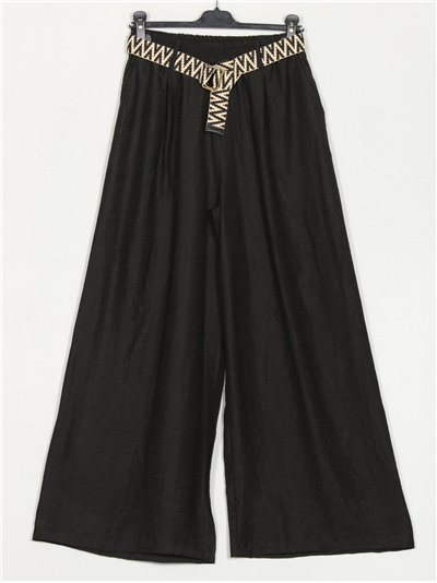 Belted straight leg trousers negro