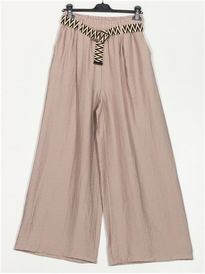 Belted straight leg trousers taupe