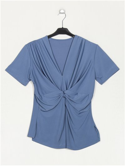 Flowing t-shirt with knots azul-vaquero