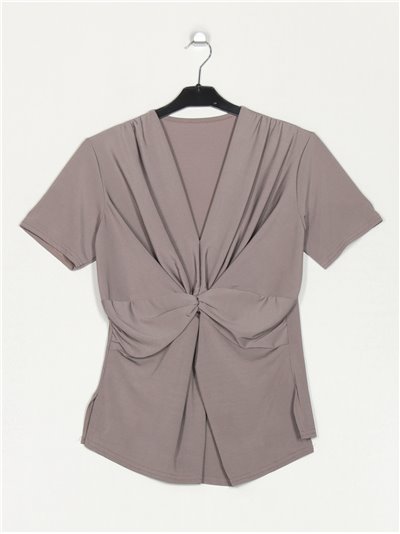 Flowing t-shirt with knots taupe