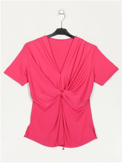 Flowing t-shirt with knots fucsia