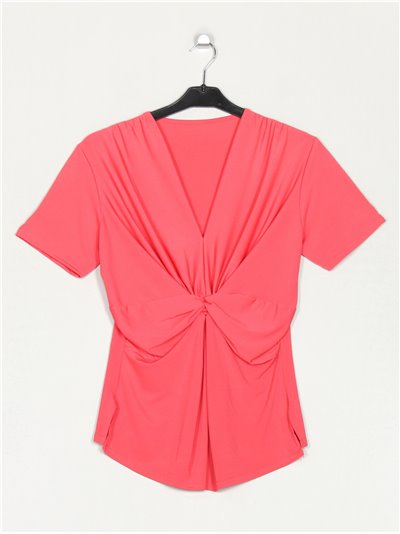 Flowing t-shirt with knots coral