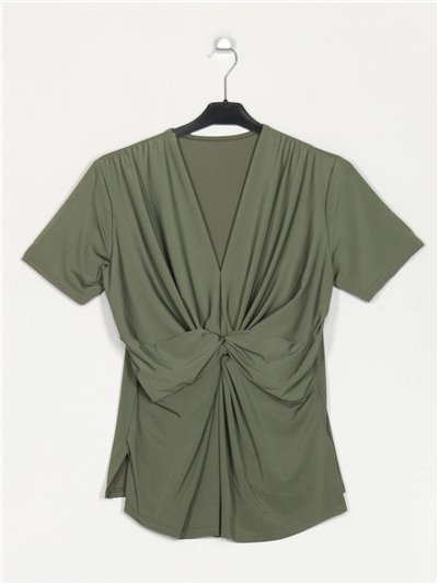 Flowing t-shirt with knots verde-militar