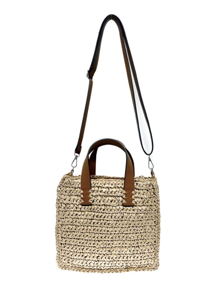 Raffia effect crossbody bag khaki