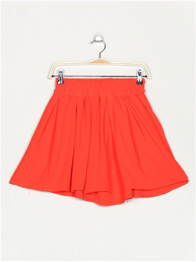 Short falda pliegues naranja