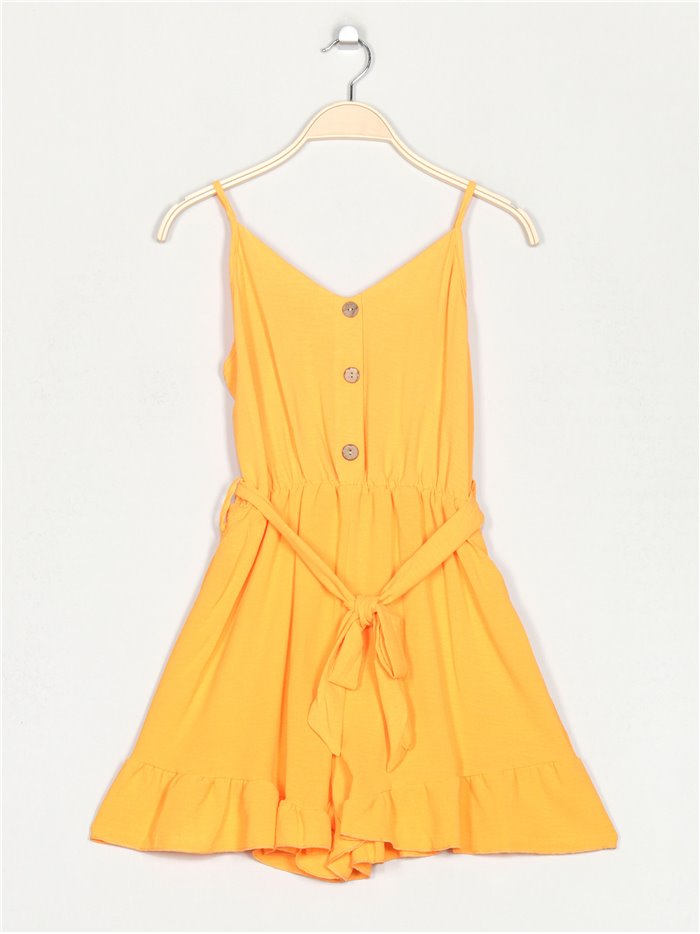 Short jumpsuit with ruffle trims naranja