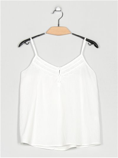 Embroidered top with lace blanco (S-M-L-XL)