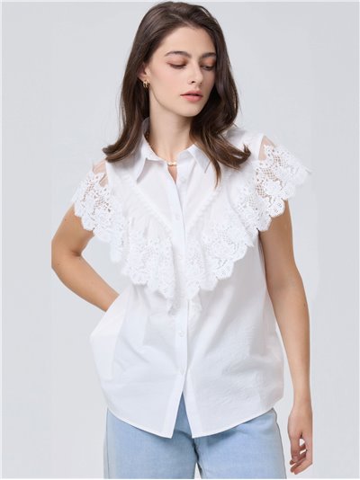 Camisa guipur blanco (M-L-XL-XXL)