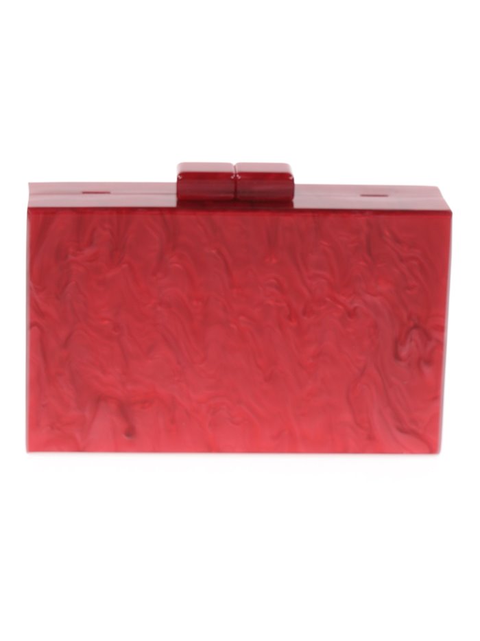 Marble effect clutch rojo-oscuro