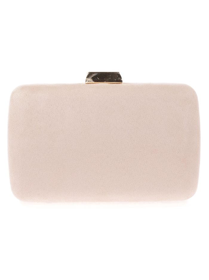 Suede effect clutch nude