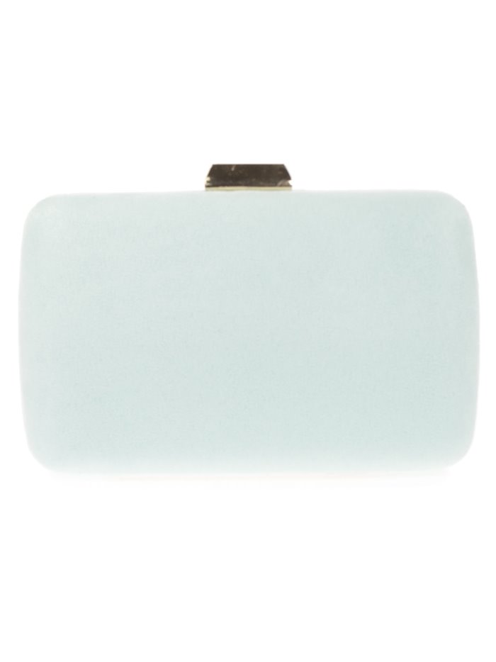 Suede effect clutch verde-agua-clara