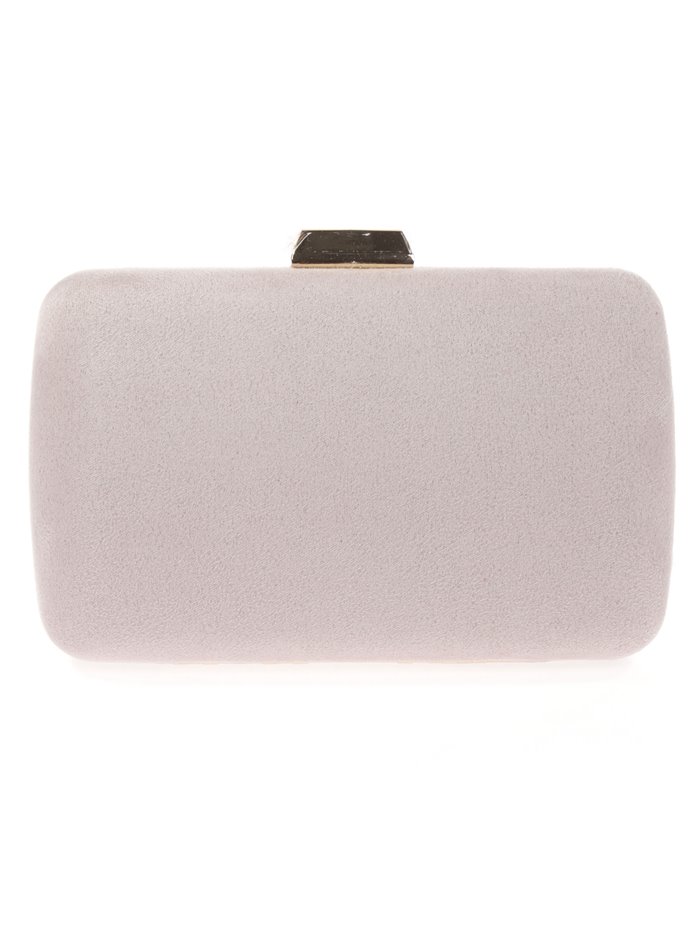 Suede effect clutch gris