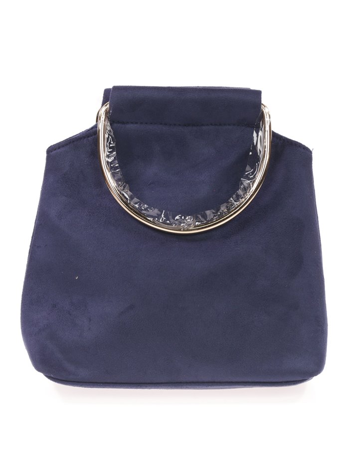 Suede effect clutch azul-marino