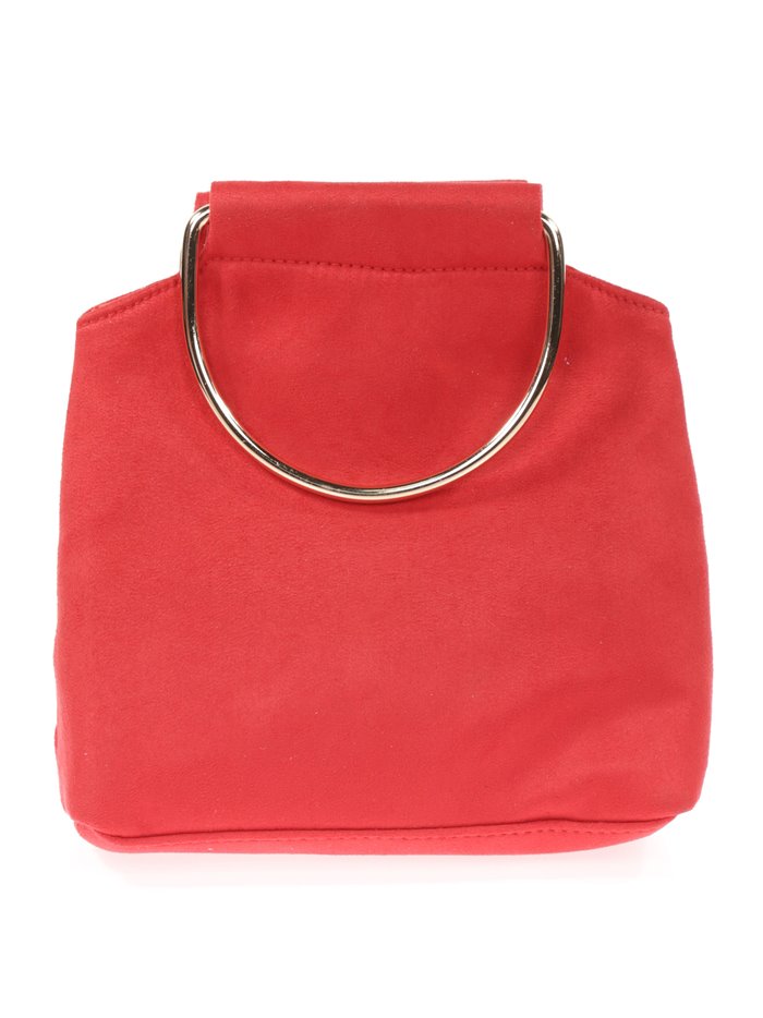 Suede effect clutch rojo