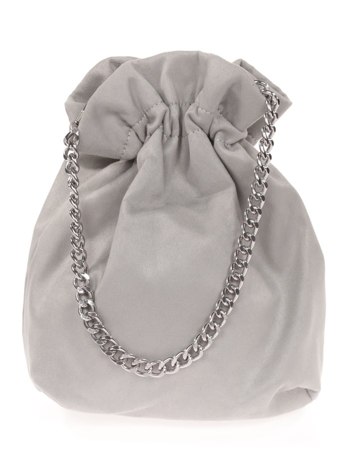 Suede effect bucket bag gris