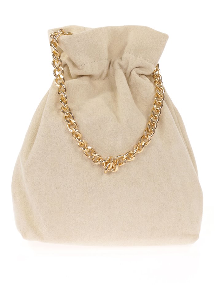 Suede effect bucket bag beige