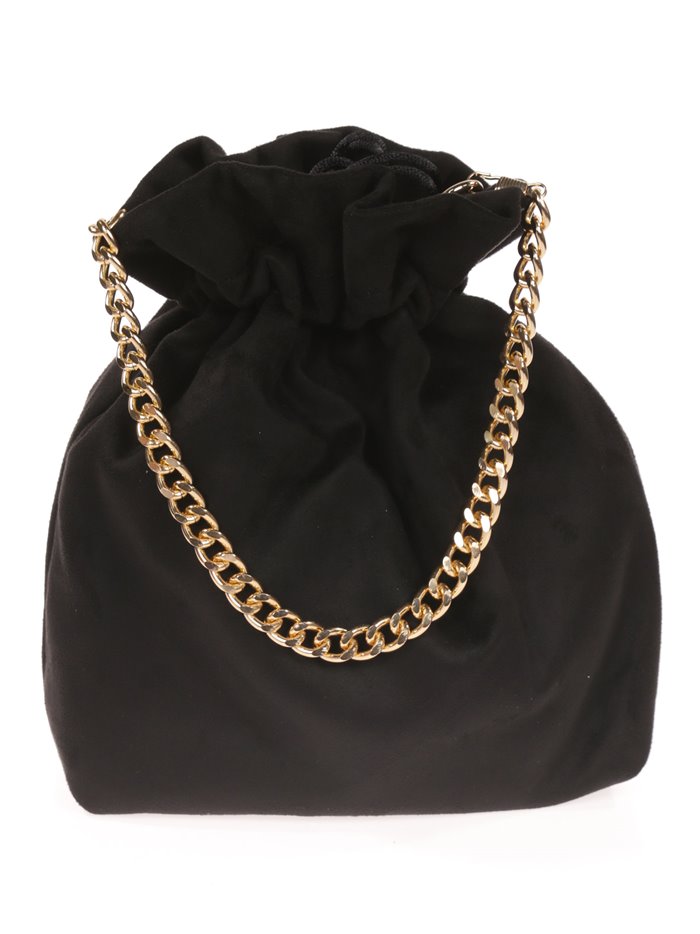 Suede effect bucket bag negro