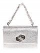 Shiny fabric clutch plata