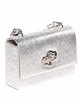 Shiny fabric clutch plata